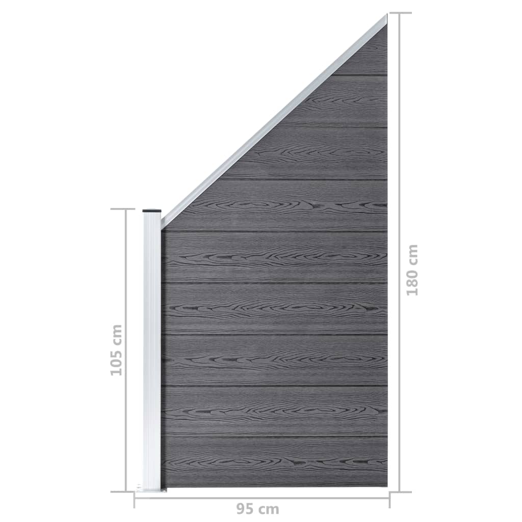 Set WPC ograda 5 kvadratnih + 1 kosa 965 x 186 cm sivi
