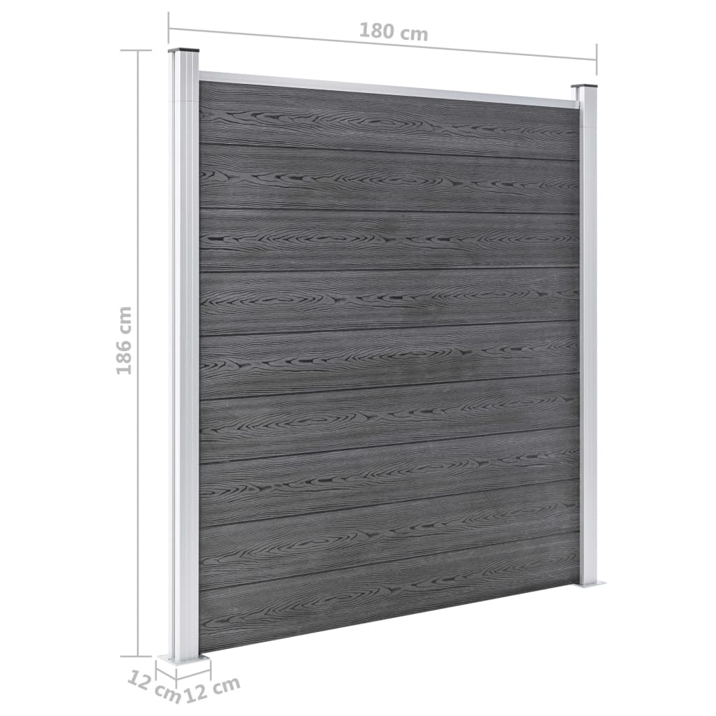 Set WPC ograda 10 kvadratnih + 1 kosa 1830 x 186 cm sivi