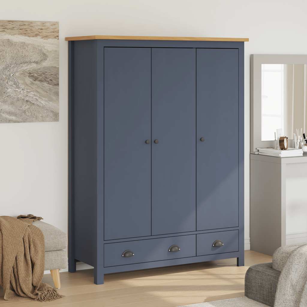 Trokrilni ormar Hill sivi 127 x 50 x 170 cm od masivne borovine