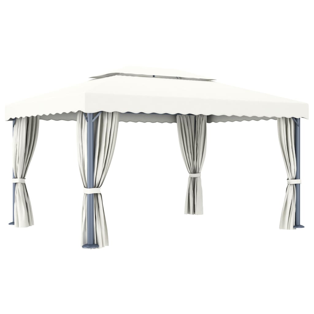 Sjenica sa zastorom 4 x 3 m krem bijela aluminijska