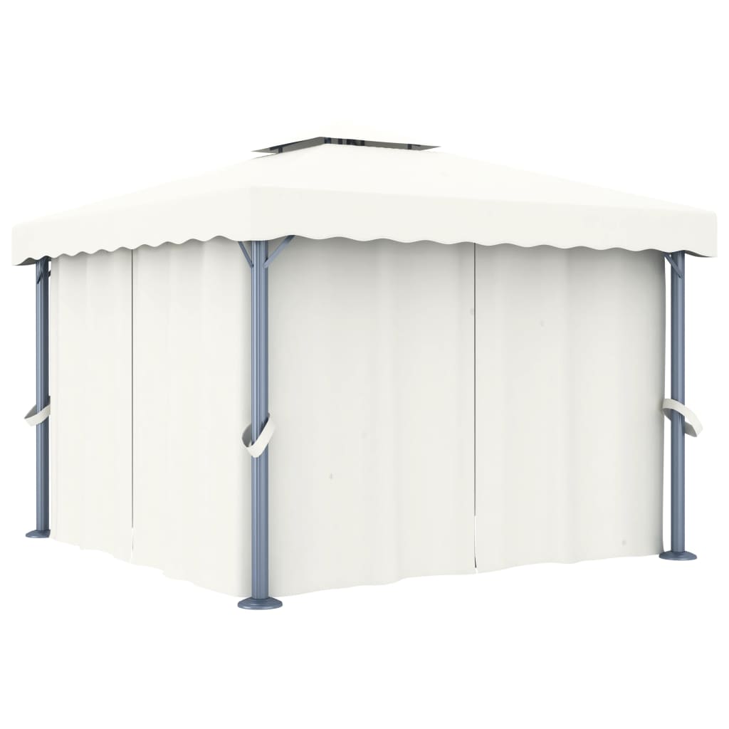 Sjenica sa zastorom 3 x 3 m krem bijela aluminijska