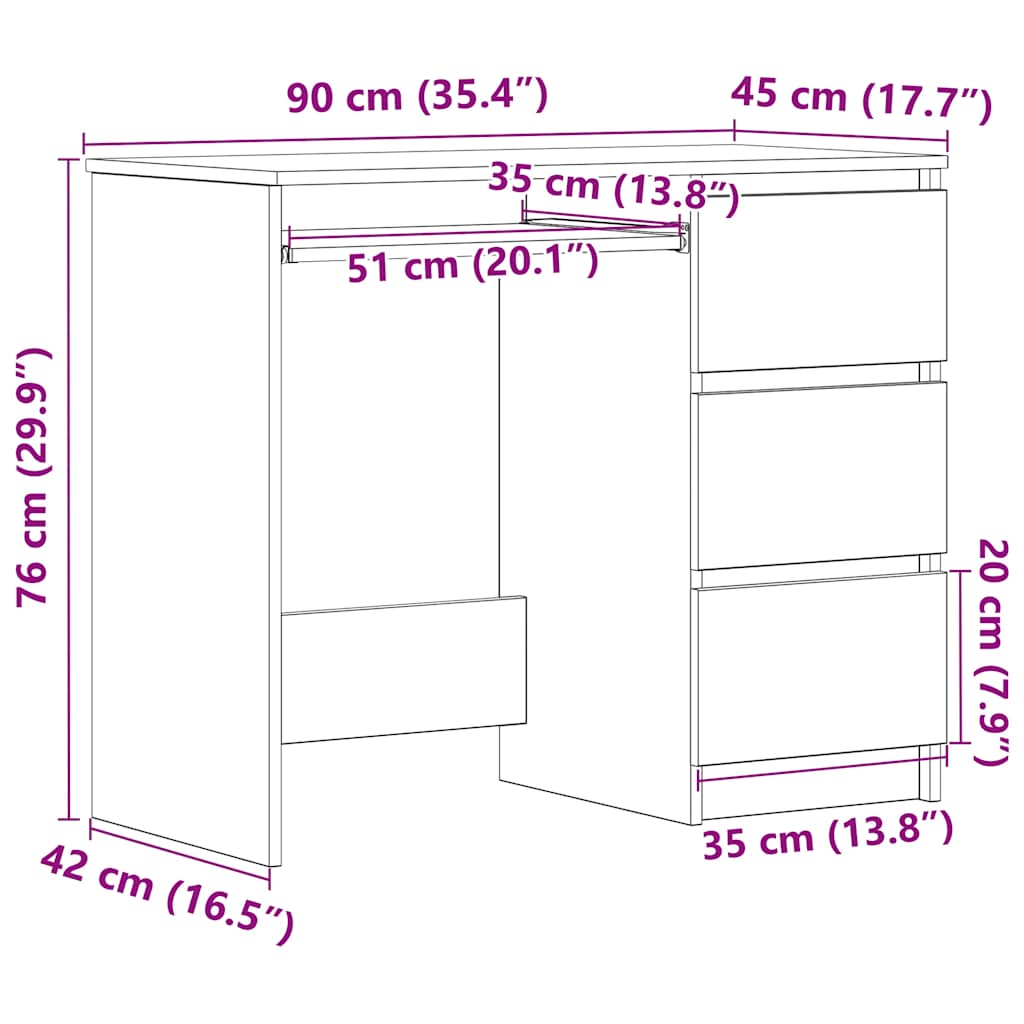 Radni stol siva boja betona 90 x 45 x 76 cm konstruirano drvo
