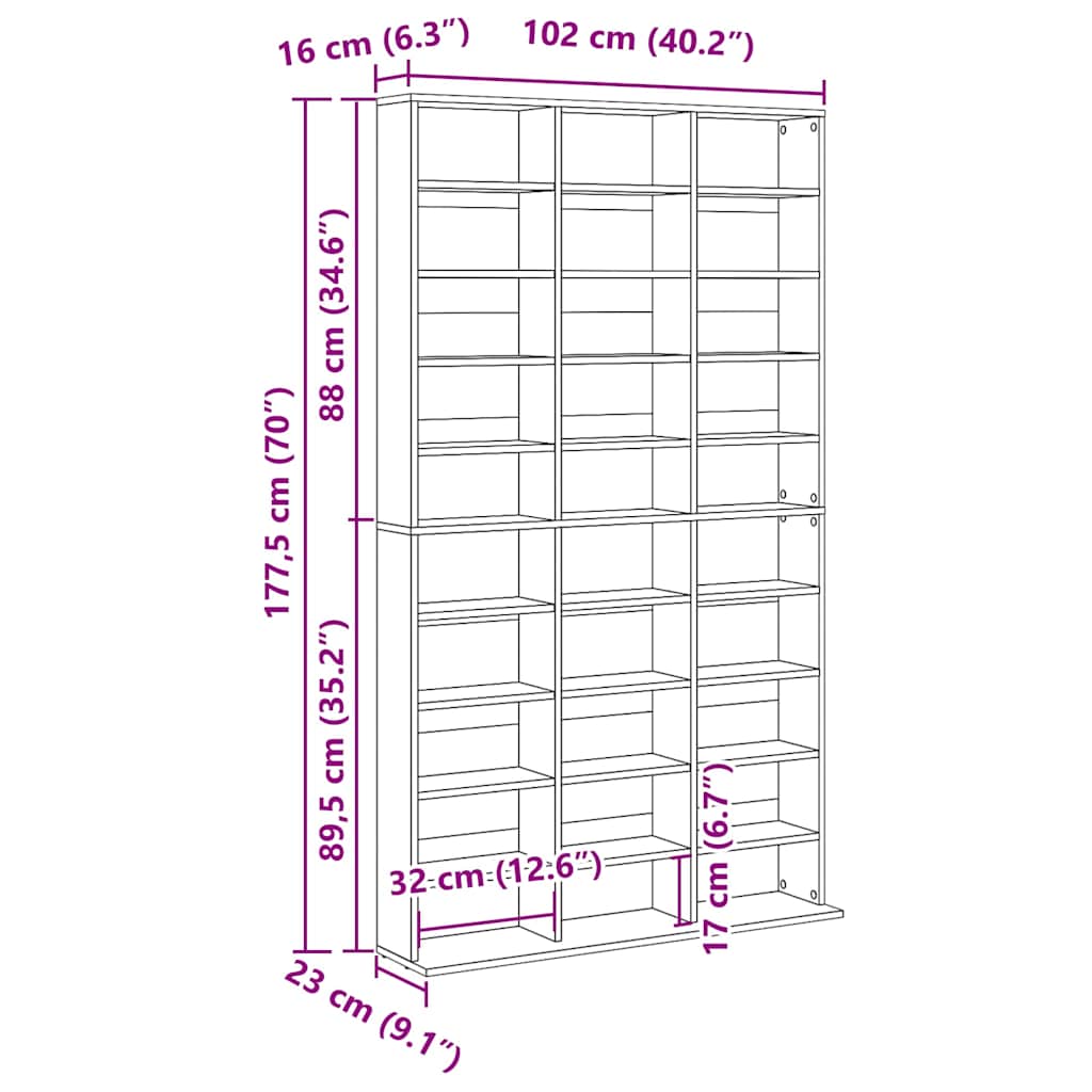 Ormarić za CD-ove bijeli 102x23x177,5 cm od konstruiranog drva