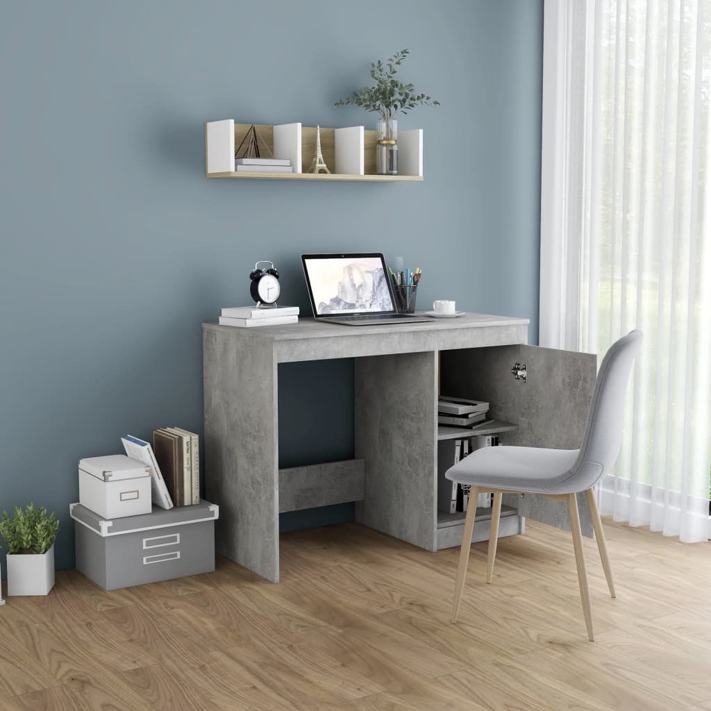 Radni stol siva boja betona 100 x 50 x 76 cm konstruirano drvo
