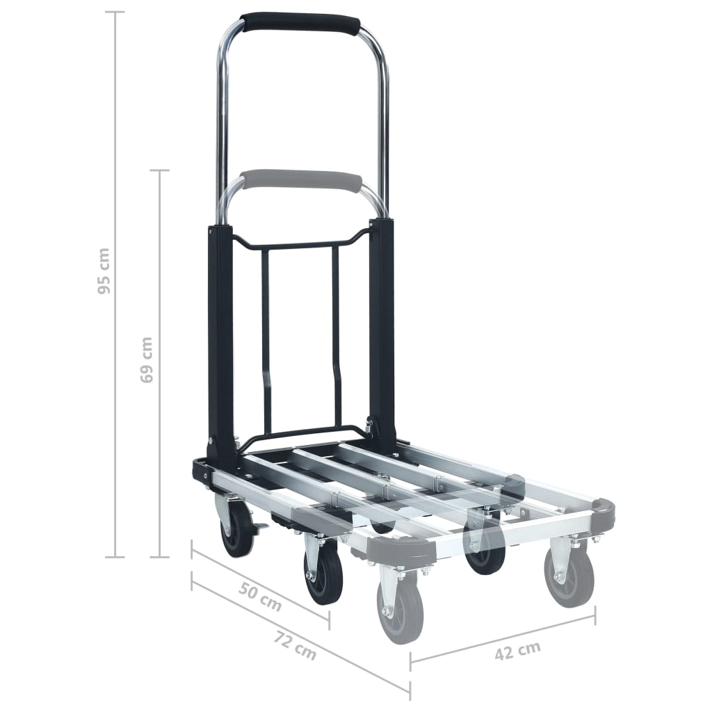 Sklopiva transportna kolica 150 kg aluminijska srebrna