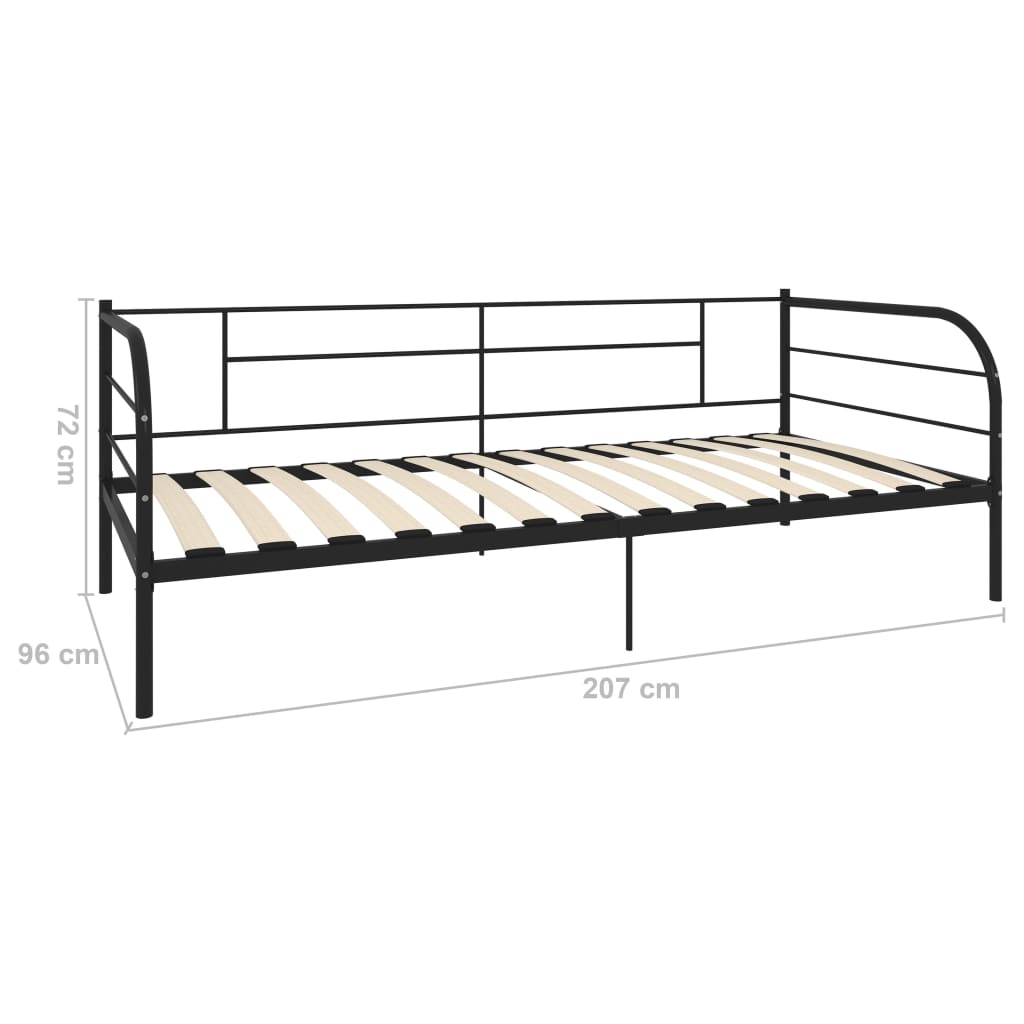 Okvir za dnevni ležaj crni metalni 90 x 200 cm