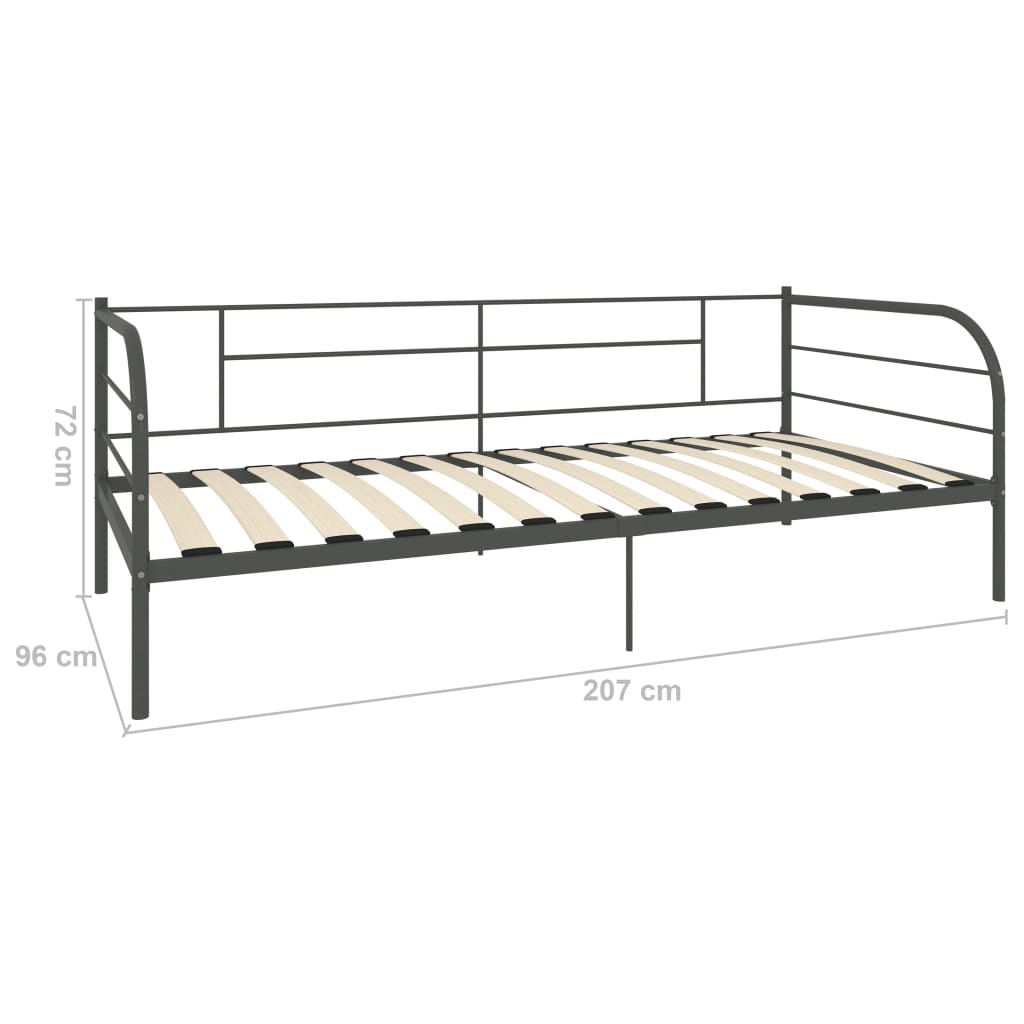 Okvir za dnevni ležaj sivi metalni 90 x 200 cm