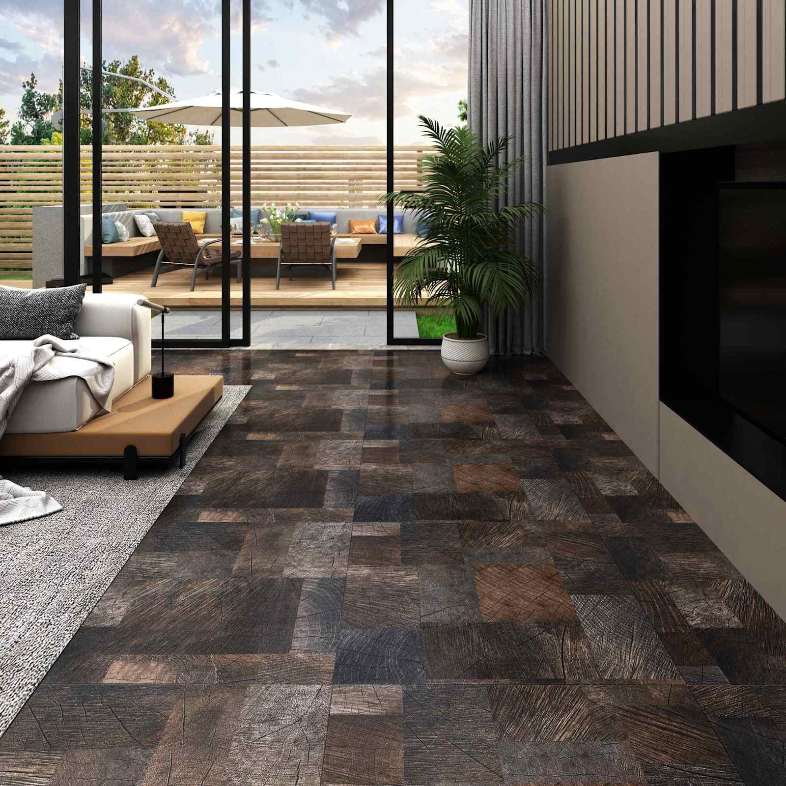 Podne daske 5,11 m² 55 pcs PVC Drvena struktura smeđa
