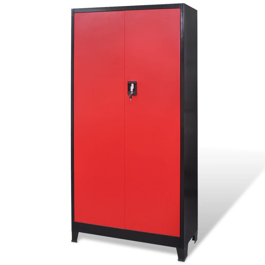 Ormar za alat s kutijom čelični 90 x 40 x 180 cm crveno-crni