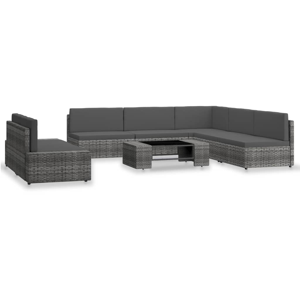 7-dijelna vrtna garnitura od poliratana siva
