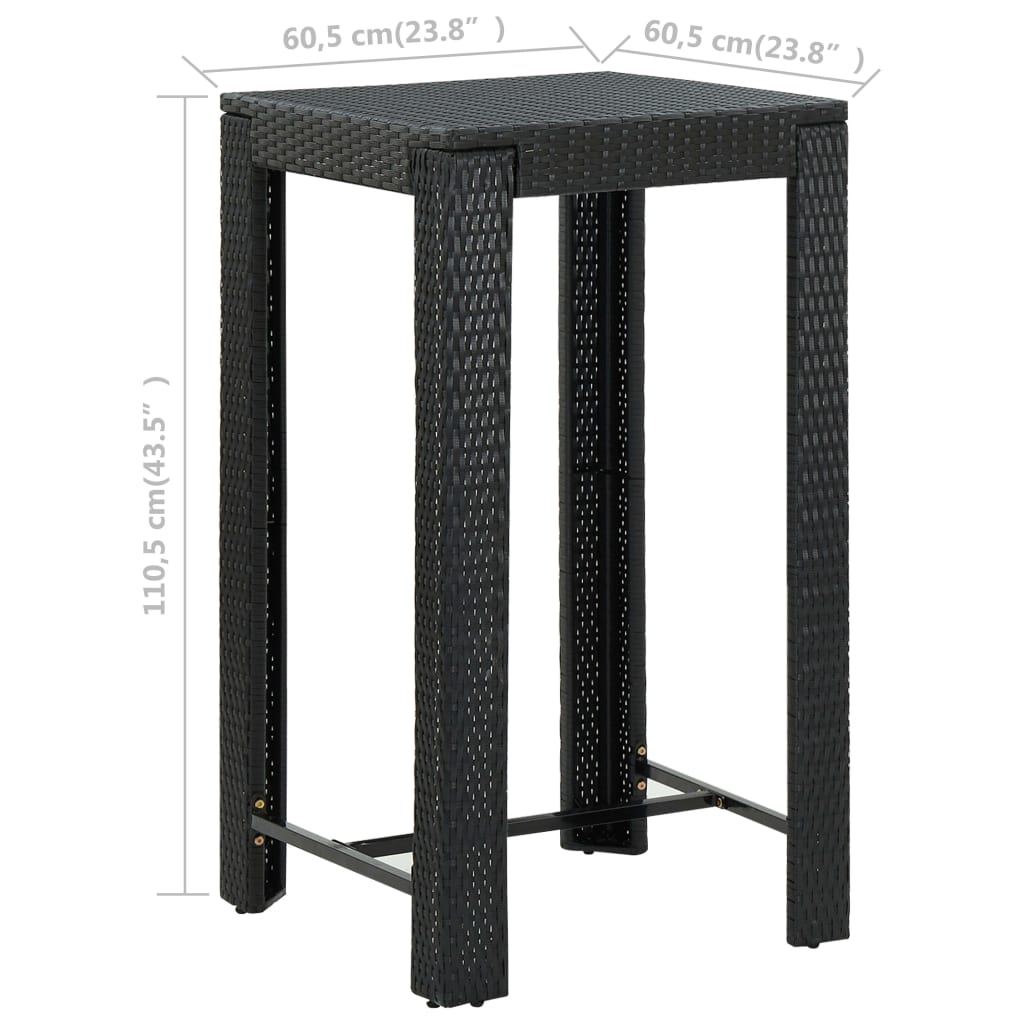 Vrtni barski stol crni 60,5 x 60,5 x 110,5 cm od poliratana