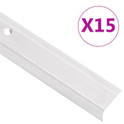 Rubnjaci za stepenice L-oblik 15 kom aluminijski 90 cm srebrni