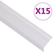 Rubnjaci za stepenice L-oblik 15 kom aluminijski 90 cm srebrni