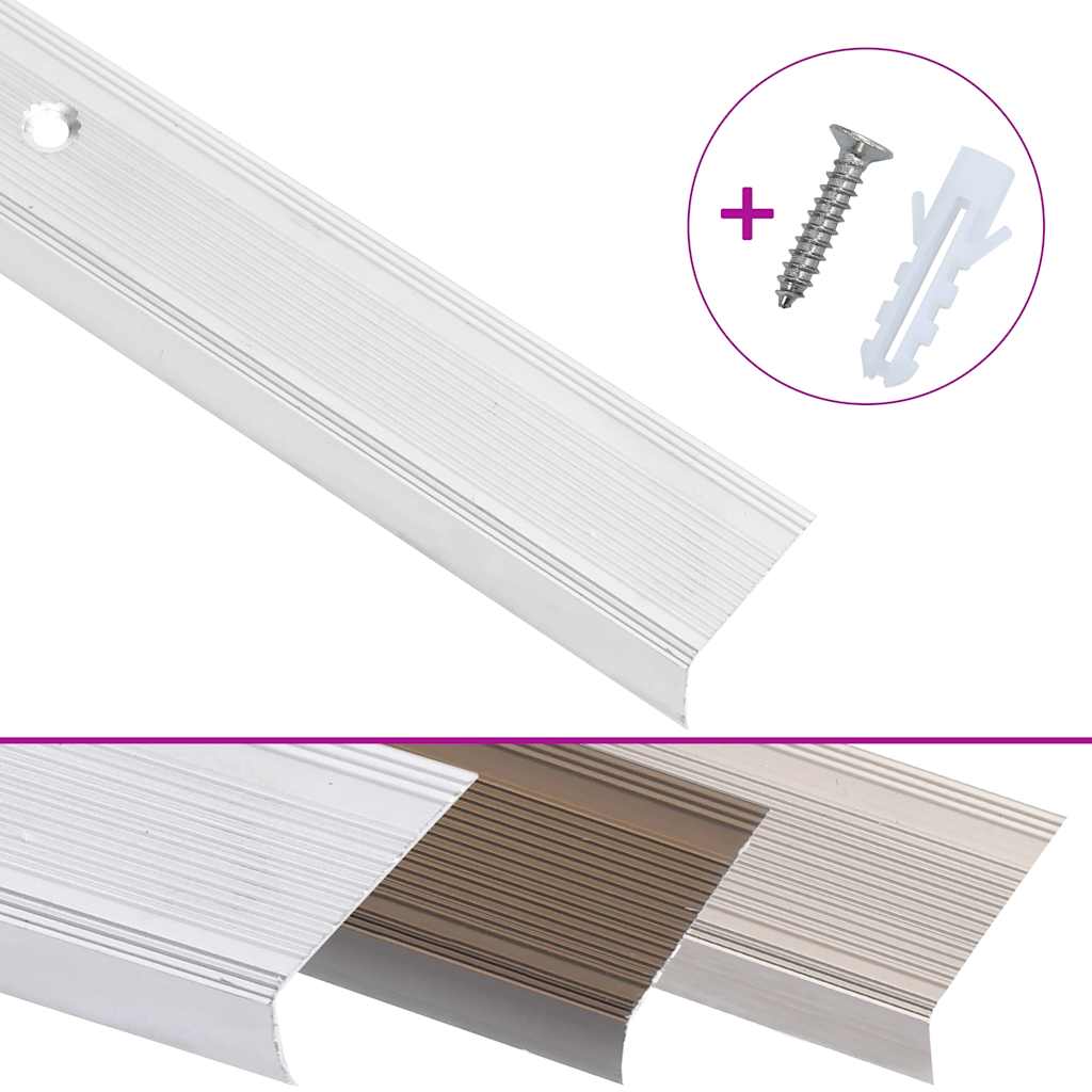 Rubnjaci za stepenice L-oblik 15 kom aluminijski 100 cm srebrni
