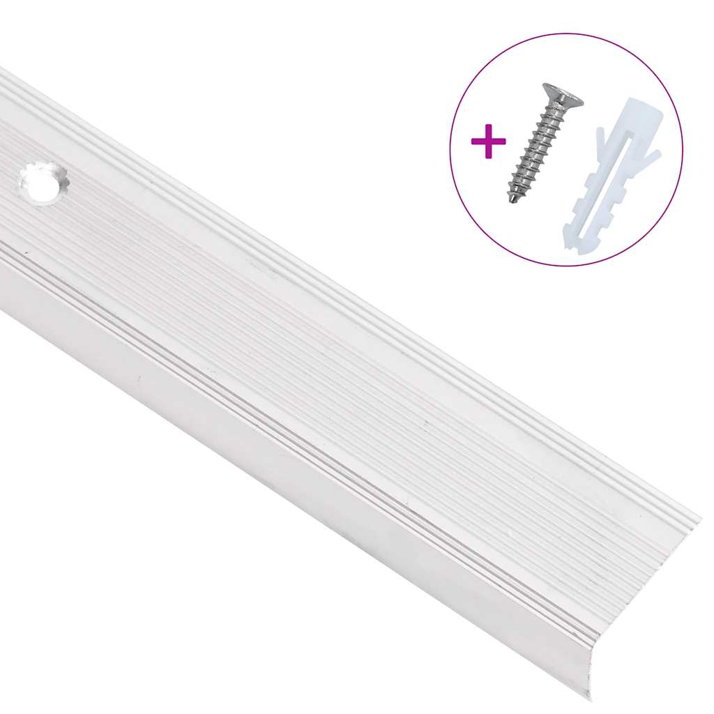 Rubnjaci za stepenice L-oblik 15 kom aluminijski 100 cm srebrni