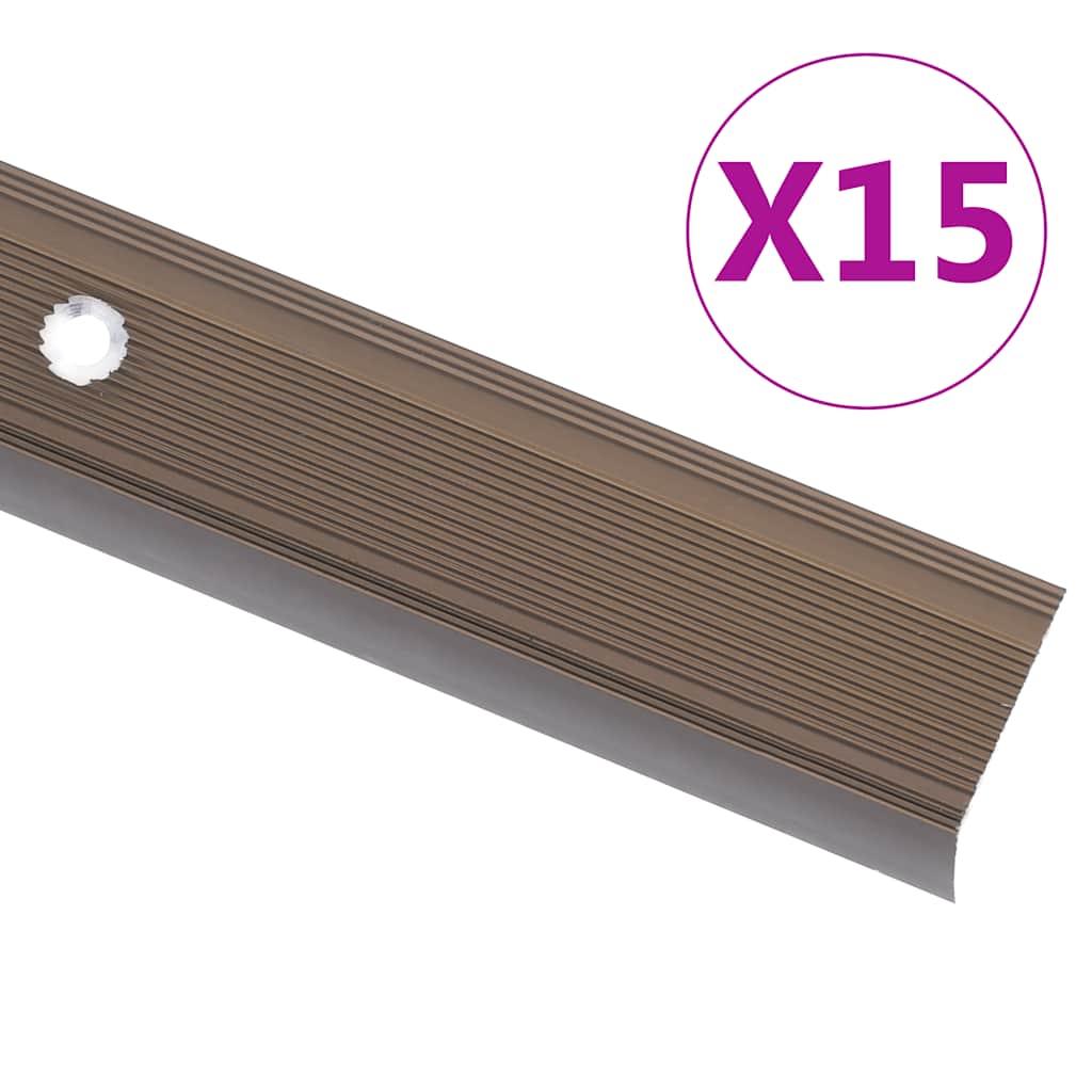 Rubnjaci za stepenice L-oblika 15 kom aluminijski 100 cm smeđi