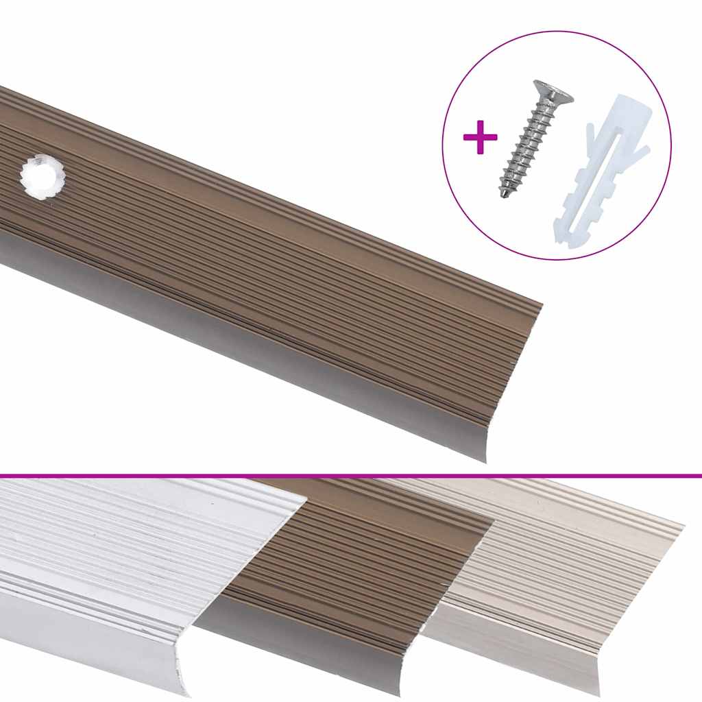 Rubnjaci za stepenice L-oblika 15 kom aluminijski 100 cm smeđi