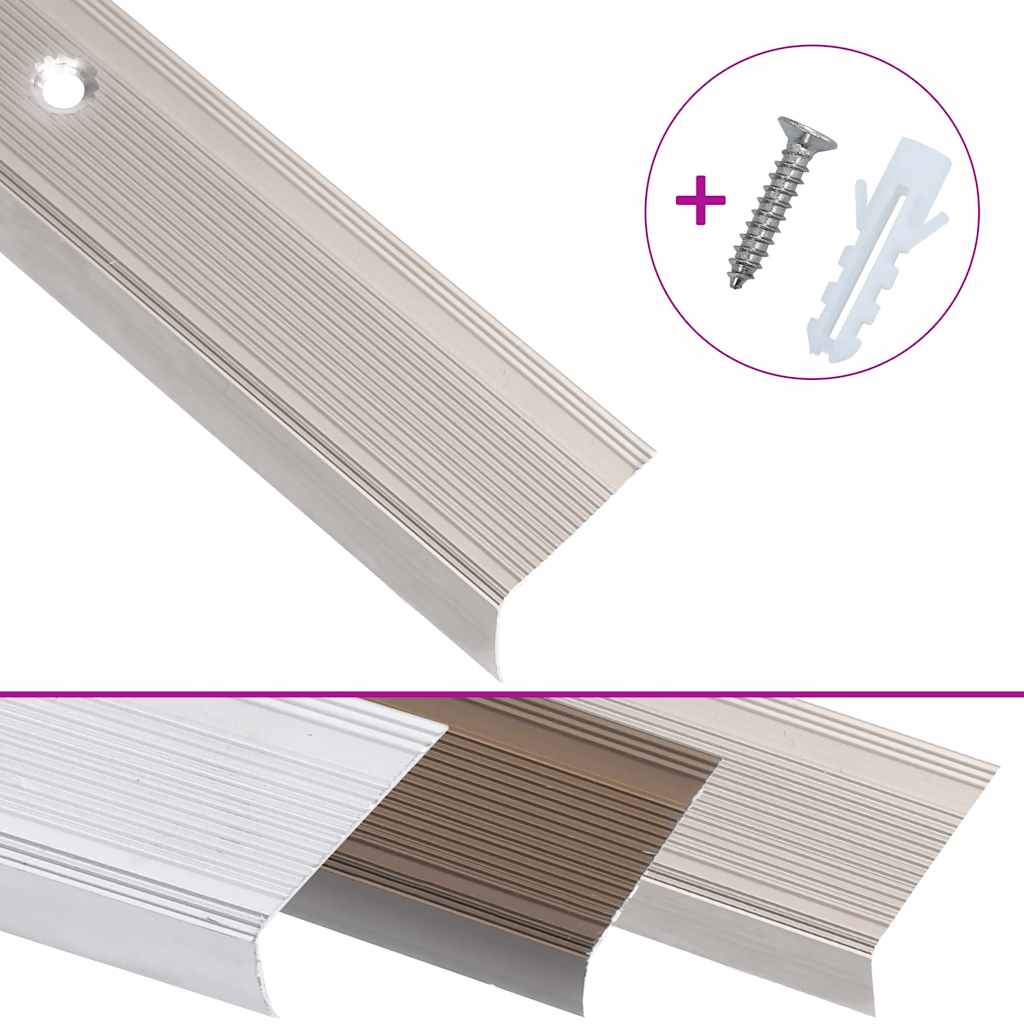 Rubnjaci za stepenice L-oblika 5 kom aluminijski 100 cm bež