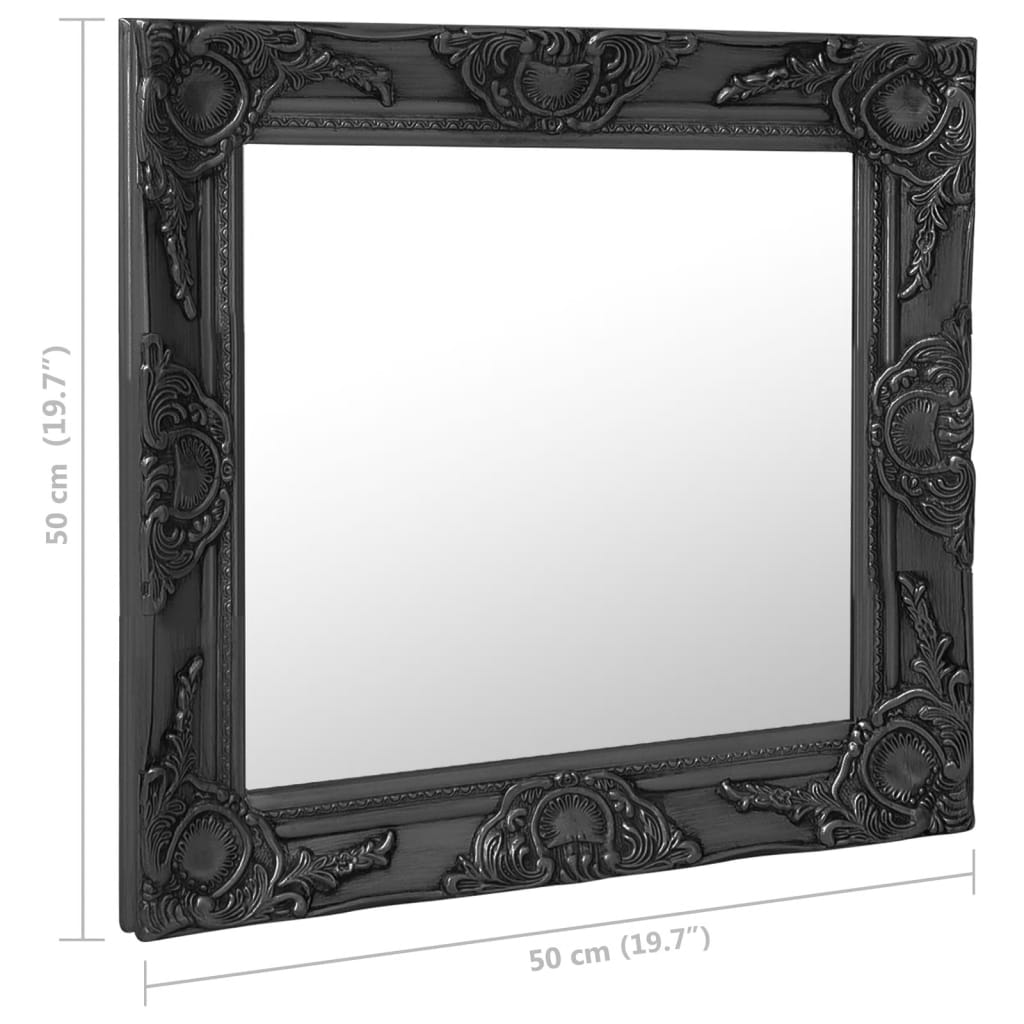 Zidno ogledalo u baroknom stilu 50 x 50 cm crno