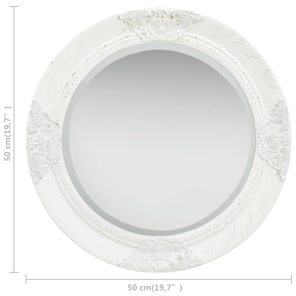 Zidno ogledalo u baroknom stilu 50 cm bijelo
