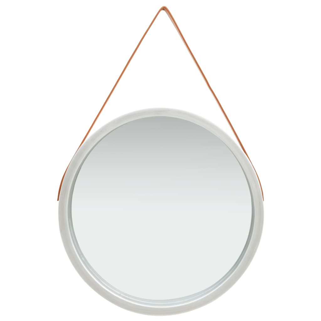 Zidno ogledalo s trakom 60 cm srebrno