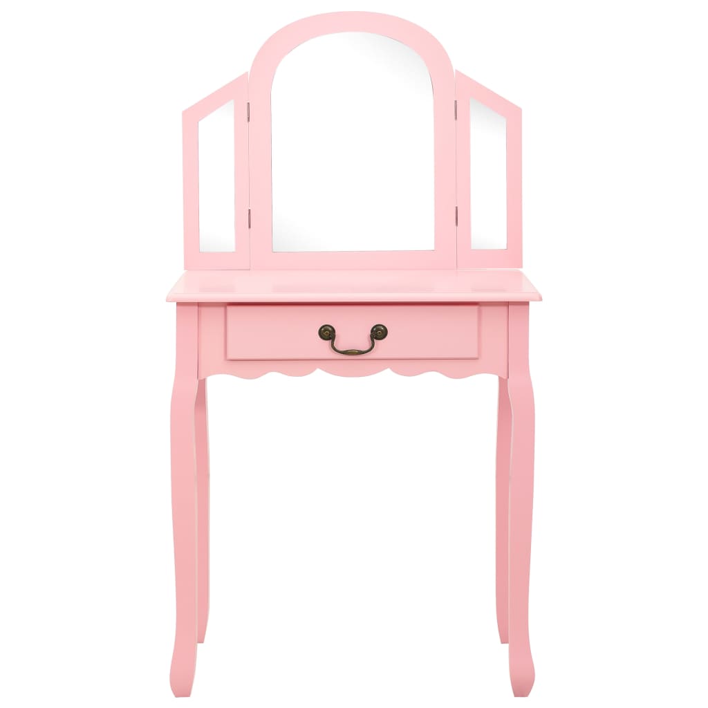 Toaletni stolić sa stolcem rozi 65x36x128 cm paulovnija i MDF