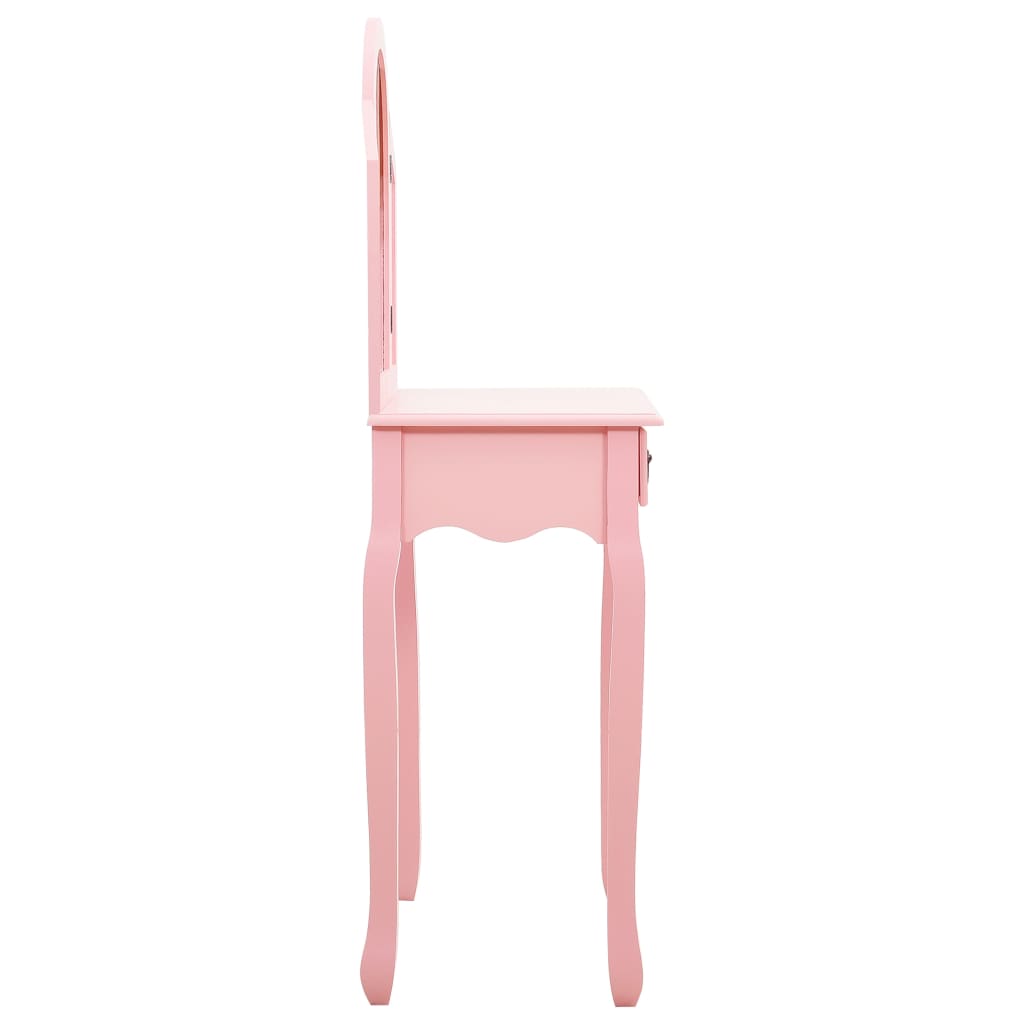 Toaletni stolić sa stolcem rozi 65x36x128 cm paulovnija i MDF