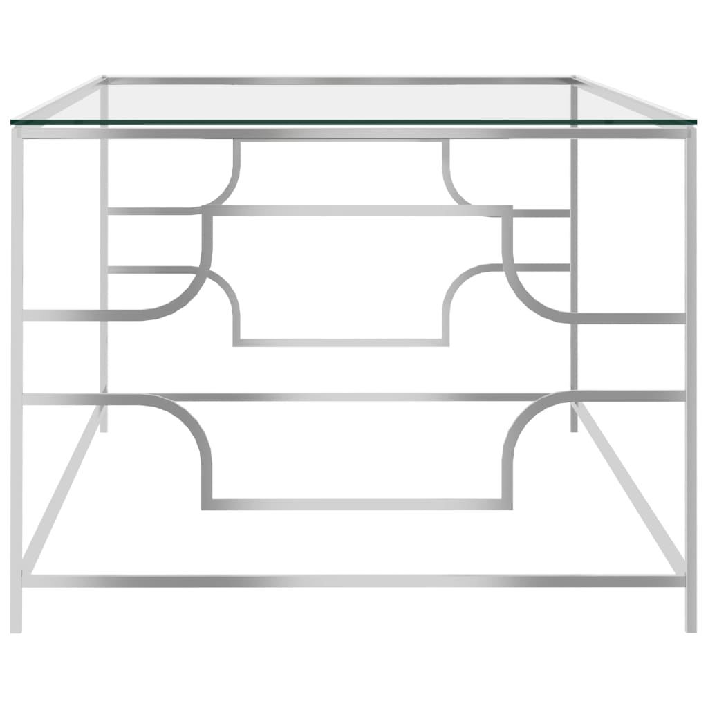 Stolić za kavu srebrni 120x60x45 cm nehrđajući čelik i staklo