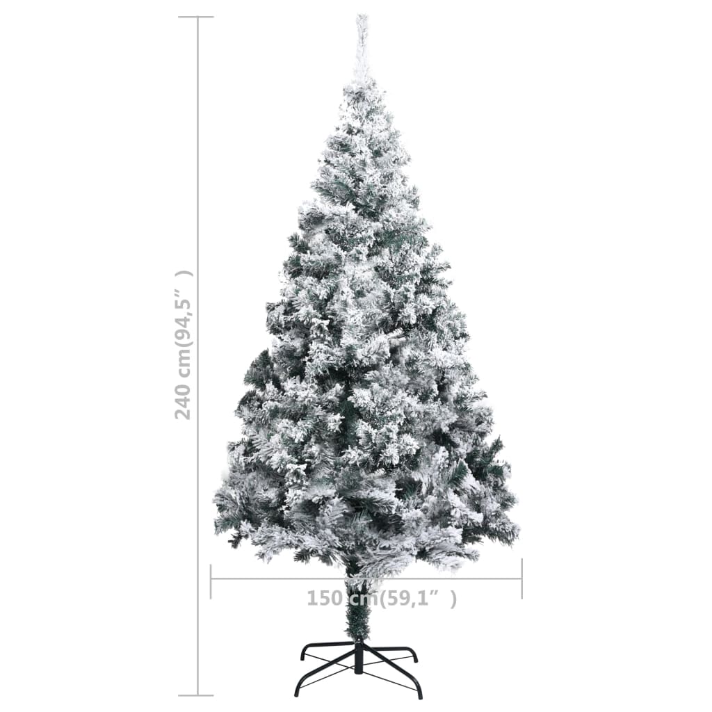 Umjetno božićno drvce sa snijegom zeleno 240 cm PVC
