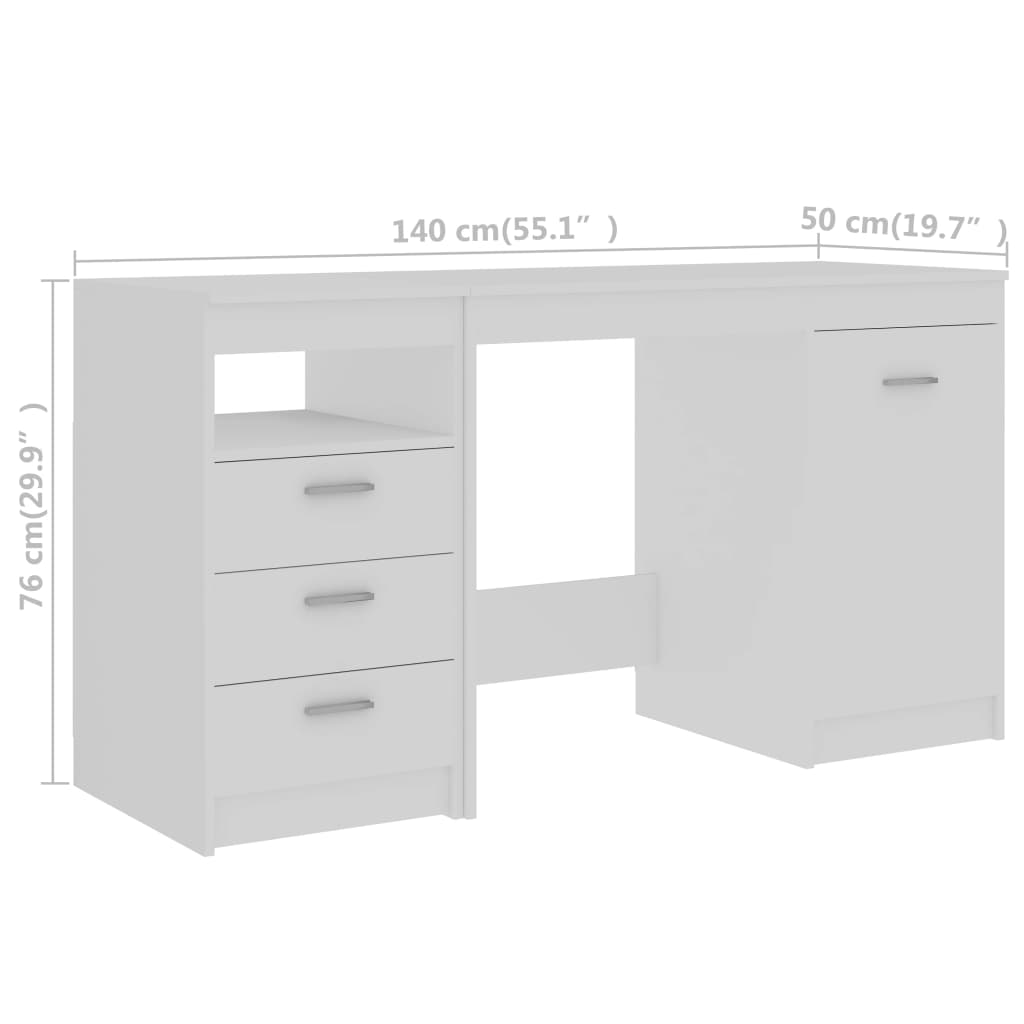 Radni stol bijeli 140 x 50 x 76 cm od konstruiranog drva
