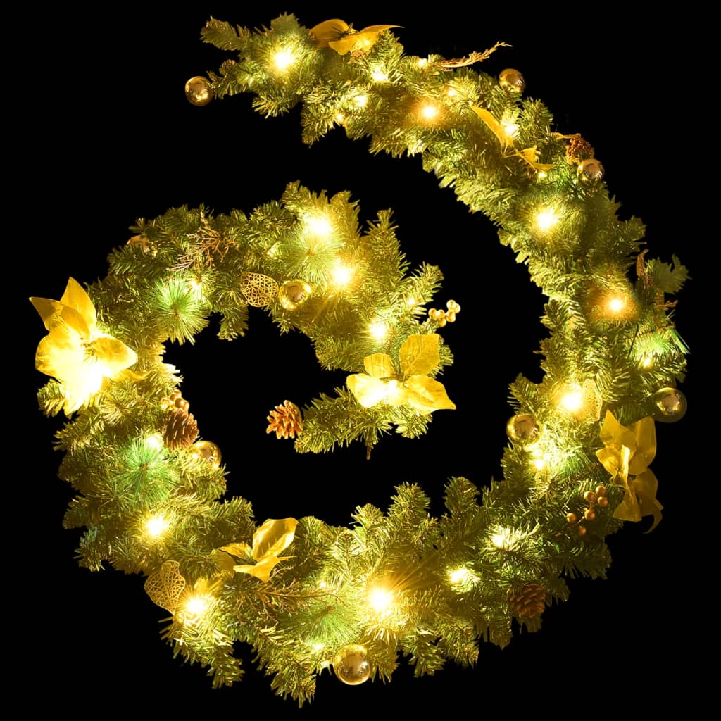 Božićna girlanda s LED svjetlima zelena 2,7 m PVC