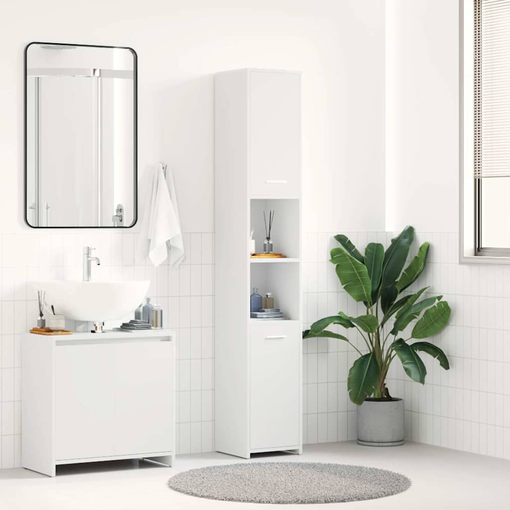 Kupaonski ormarić bijeli 30 x 30 x 183,5 cm konstruirano drvo