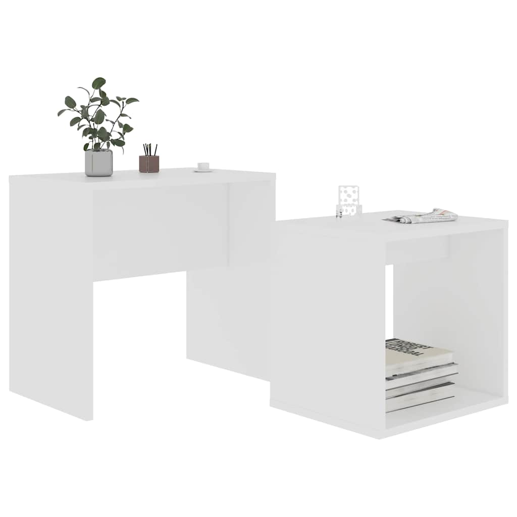 Set stolića za kavu bijeli 48 x 30 x 45 cm konstruirano drvo