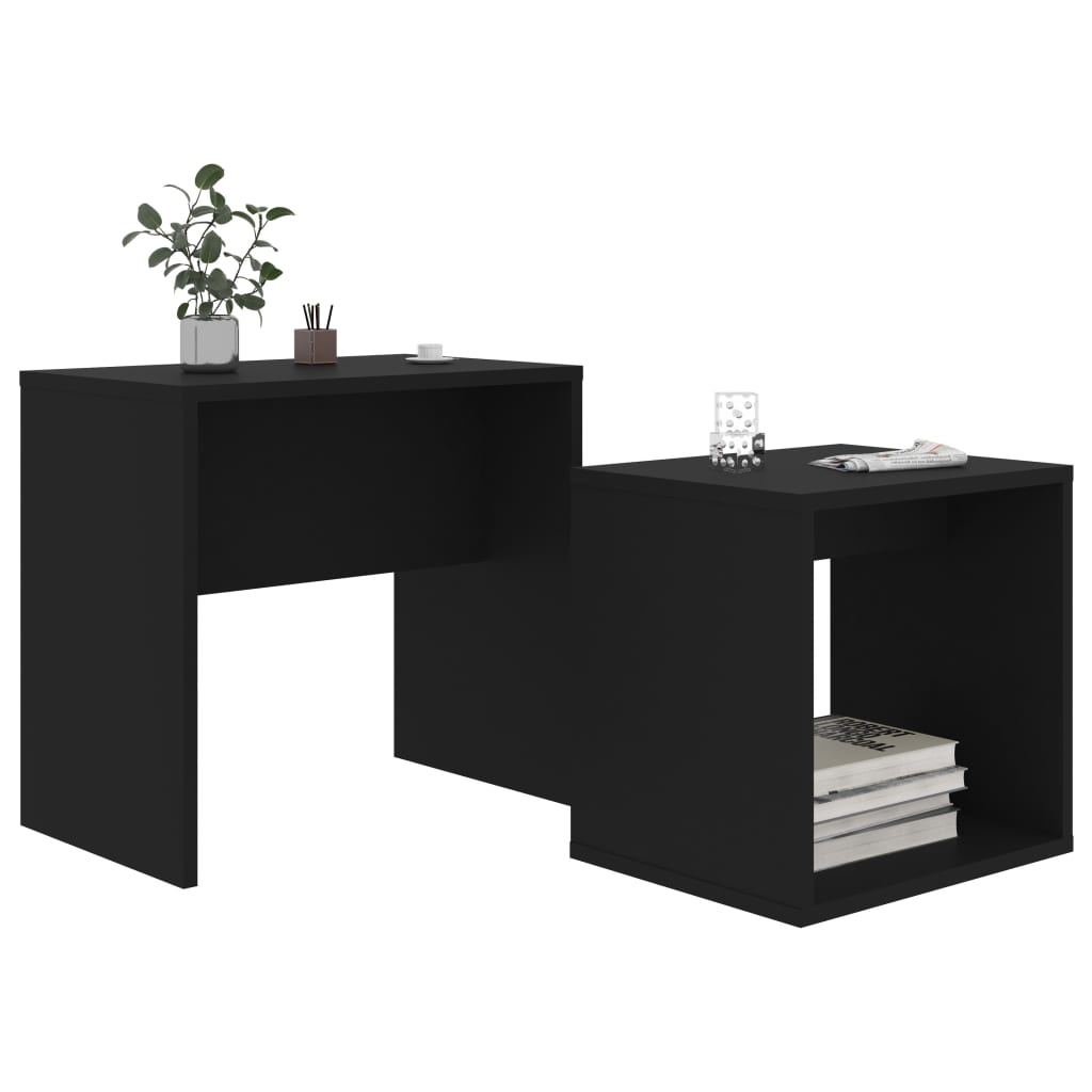 Set stolića za kavu crni 48 x 30 x 45 cm konstruirano drvo