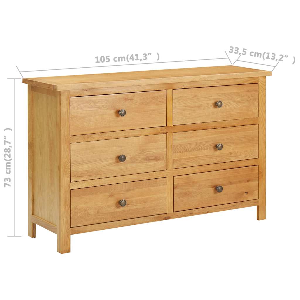 Komoda s ladicama 105 x 33,5 x 73 cm od masivne hrastovine