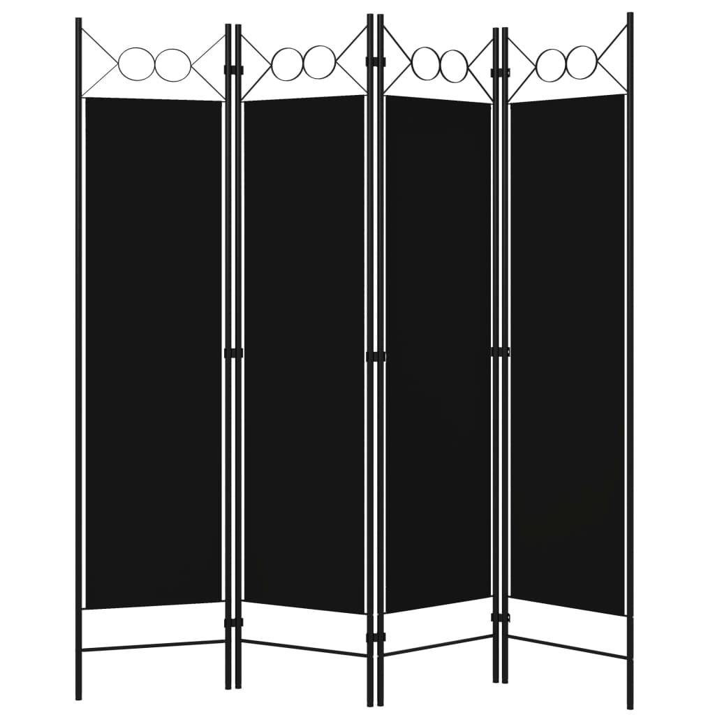 Sobna pregrada s 4 panela crna 160 x 180 cm