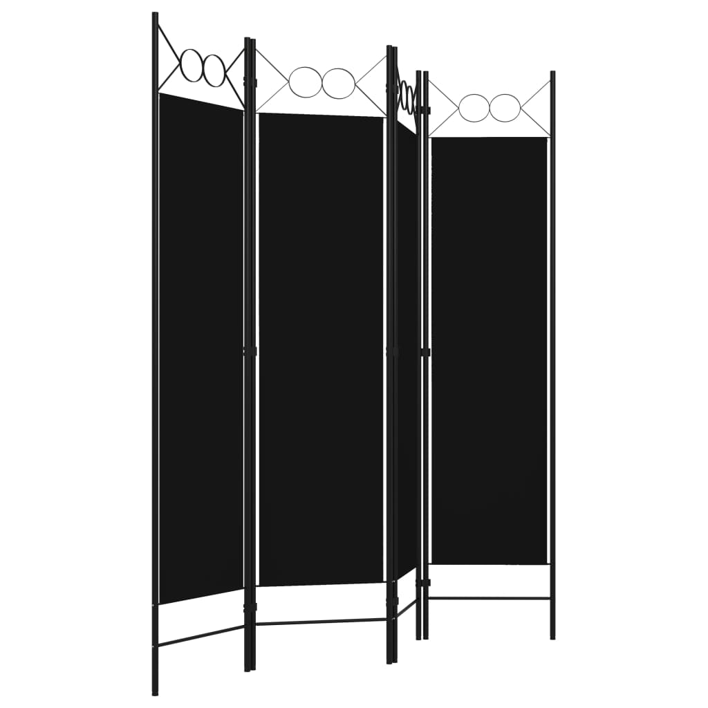 Sobna pregrada s 4 panela crna 160 x 180 cm