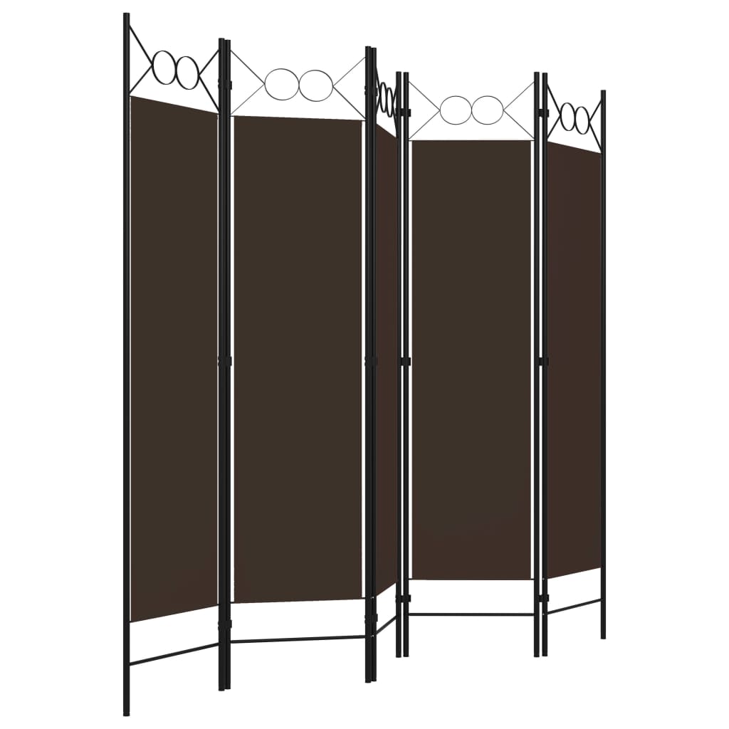Sobna pregrada s 5 panela smeđa 200 x 180 cm
