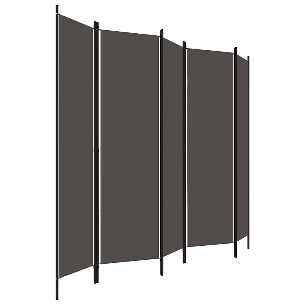 Sobna pregrada s 5 panela antracit 250 x 180 cm