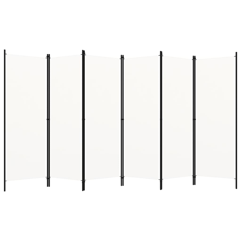 Sobna pregrada sa 6 panela bijela 300 x 180 cm