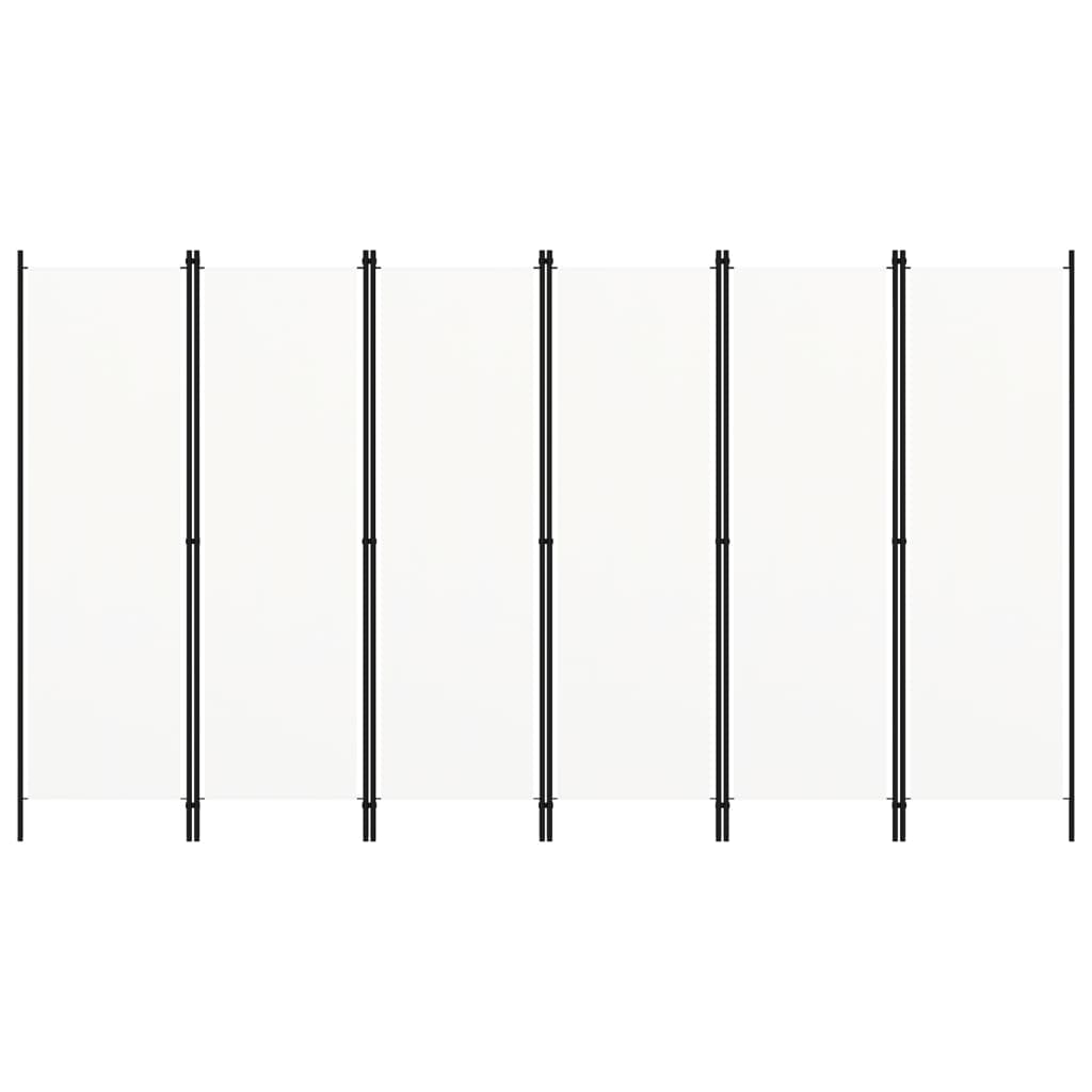 Sobna pregrada sa 6 panela bijela 300 x 180 cm
