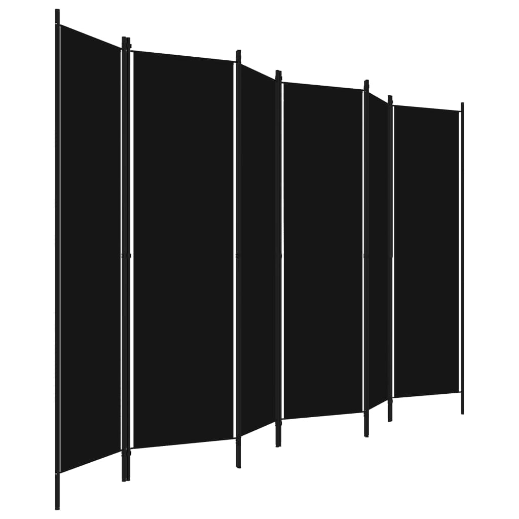 Sobna pregrada sa 6 panela crna 300 x 180 cm
