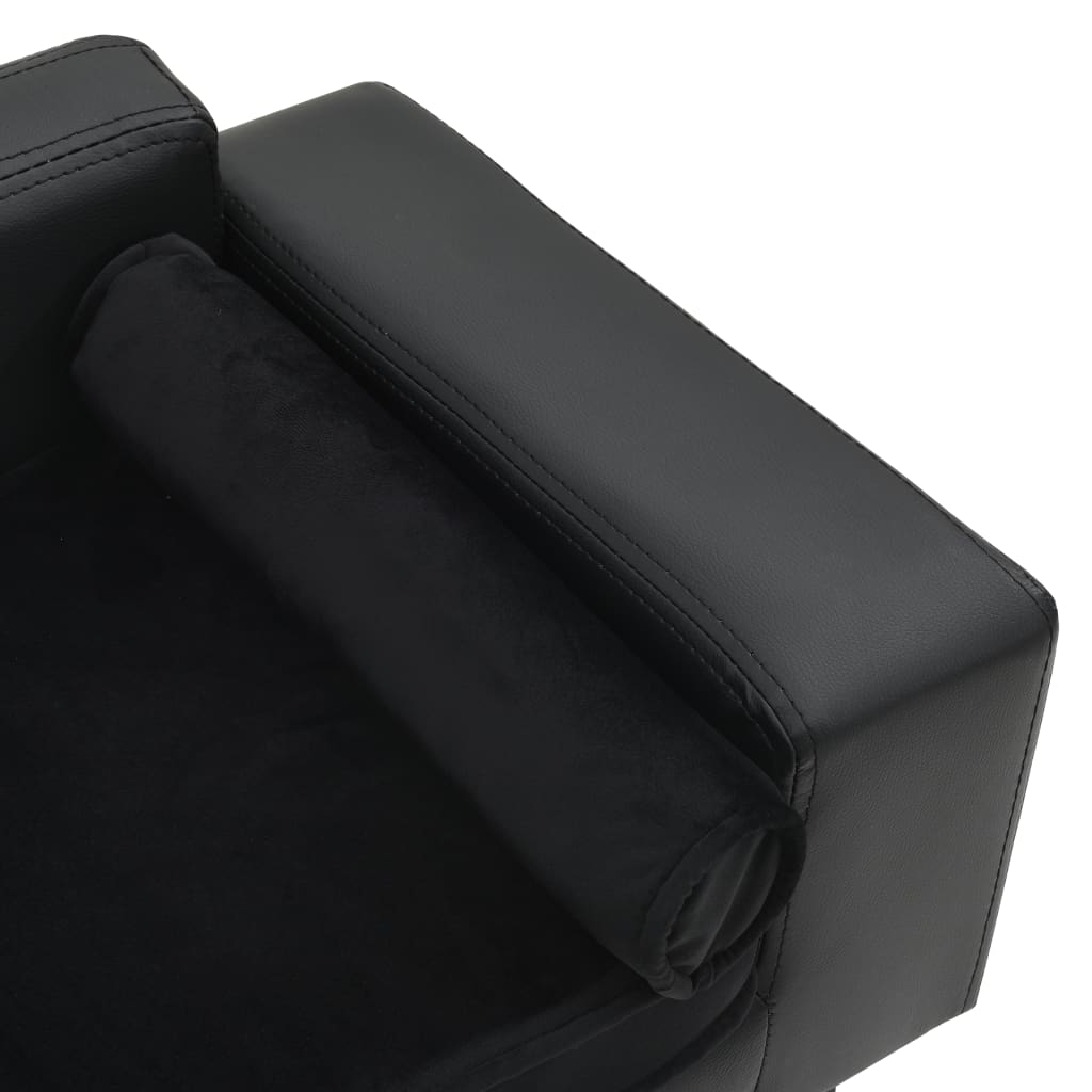 Sofa za pse crna 81 x 43 x 31 cm od pliša i umjetne kože