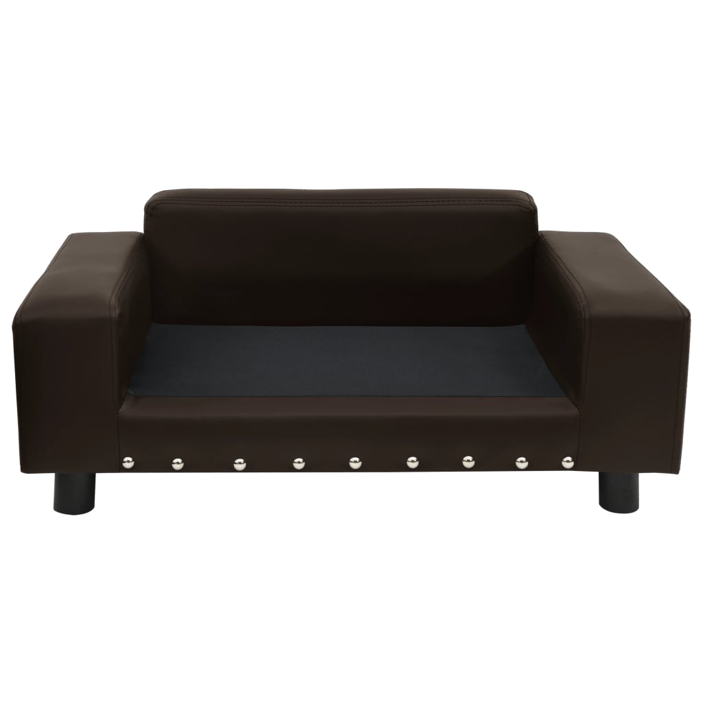 Sofa za pse smeđa 81 x 43 x 31 cm od pliša i umjetne kože