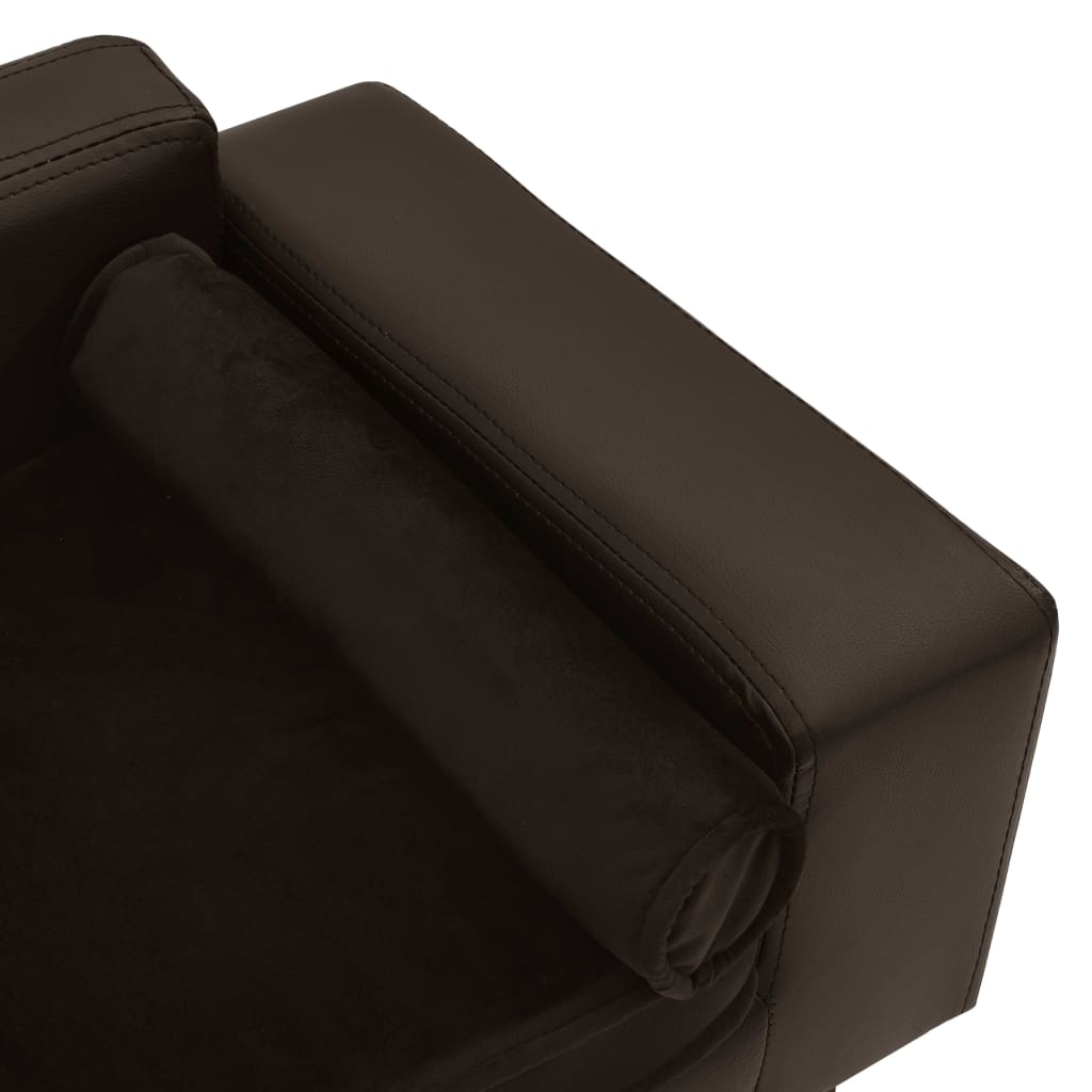 Sofa za pse smeđa 81 x 43 x 31 cm od pliša i umjetne kože