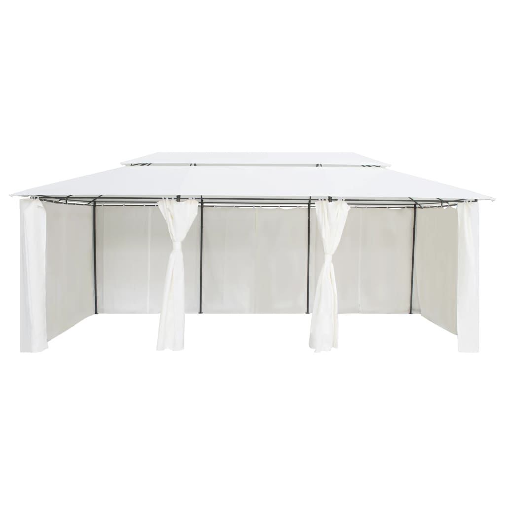Sjenica sa zastorima 600 x 298 x 270 cm bijela 180 g/m²