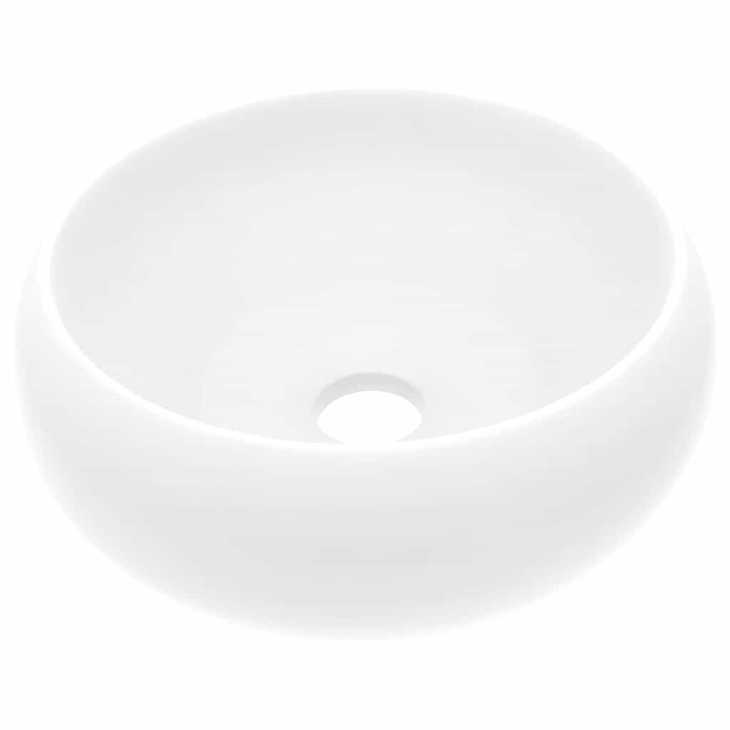 Luksuzni okrugli umivaonik mat bijeli 40 x 15 cm keramički