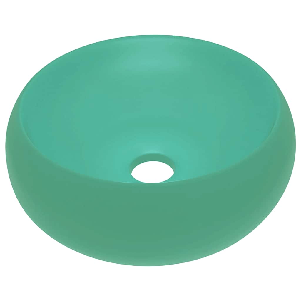 Luksuzni okrugli umivaonik mat svjetlozeleni 40x15 cm keramički