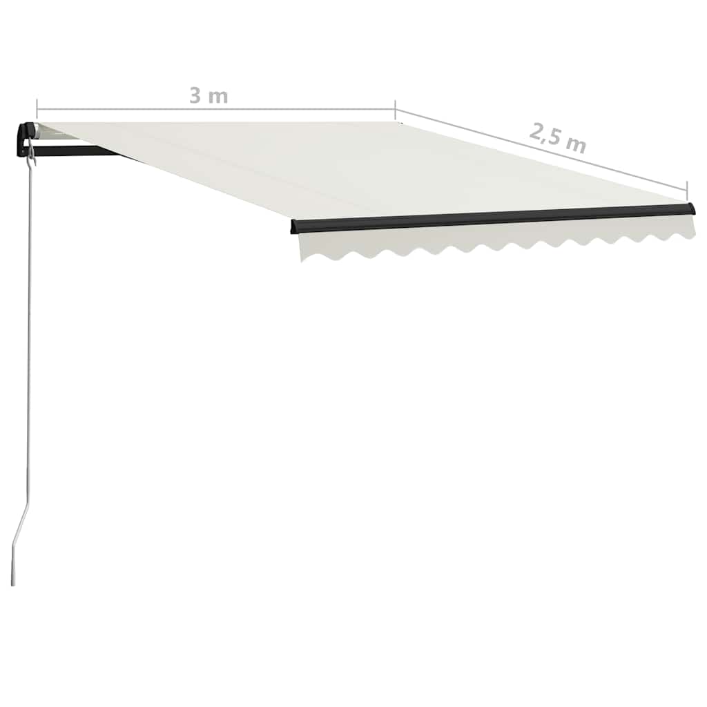 Tenda na ručno uvlačenje s LED svjetlima 300 x 250 cm krem