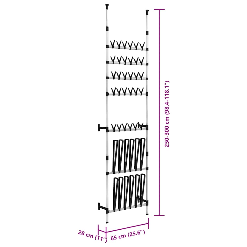 Teleskopski stalak za cipele sa šipkama aluminijski